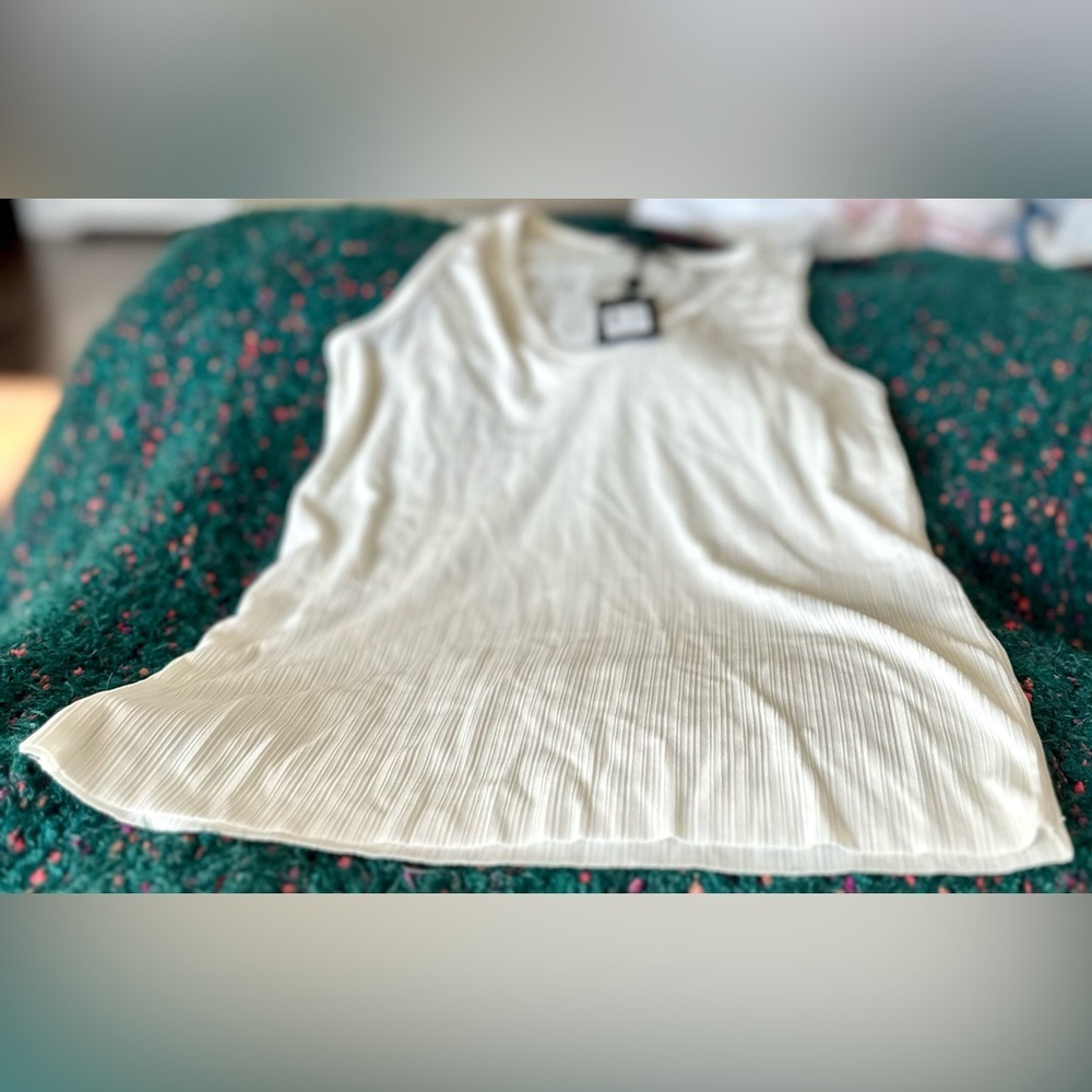 rag & bone Zoe Deep V Ribbed Tank White NWT Elevated Minimalist Top S - Picture 5 of 14